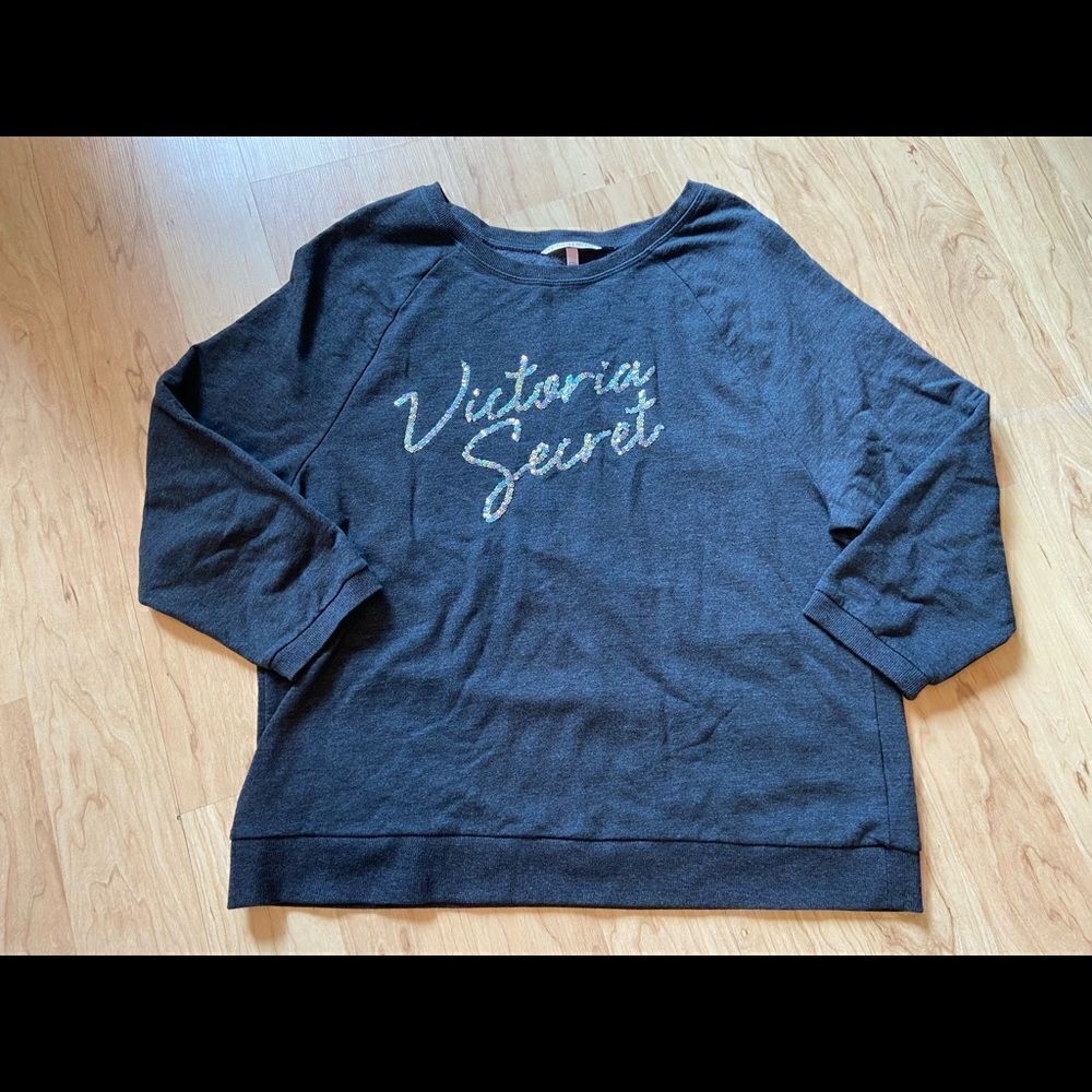 Victoria’s Secret dark grey sequin crewneck sweatshirt